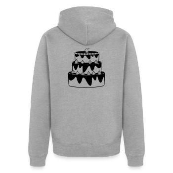 Image d’ombre de gâteau d’anniversaire - Veste à capuche bio Premium Unisexe - gris chiné - Dos - Nico (187cm)