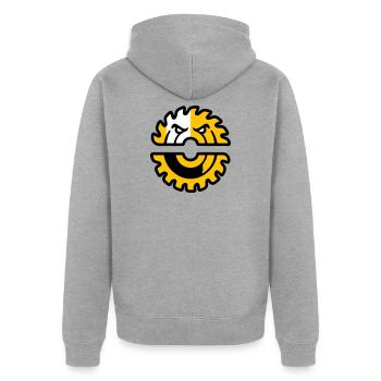 Kreissaege Maskottchen Logo - Unisex Premium Bio Zip Hoodie - Grau meliert - Hinten - Nico (187cm)