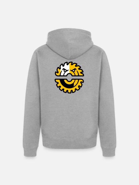 Circular Saw Mascot Logo - Unisex Premium Organic Zip Hoodie - heather grey