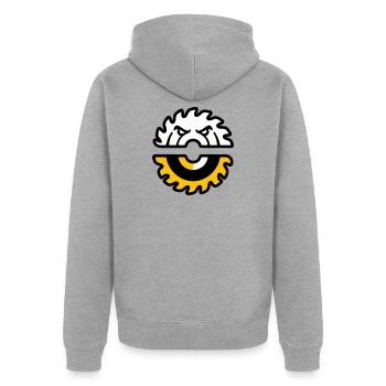 Kreissaege Gesicht Grafik - Unisex Premium Bio Zip Hoodie - Grau meliert - Hinten - Nico (187cm)