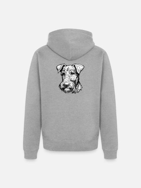 Irish Terrier Portrait - Unisex Premium Bio Zip Hoodie - Grau meliert