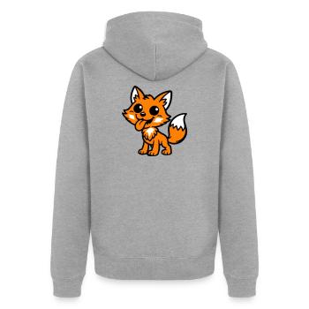 Fuchs Comic - Unisex Premium Bio Zip Hoodie - Grau meliert - Hinten - Nico (187cm)