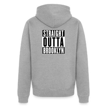 Tout droit sorti de Brooklyn (couleurs changeantes) - Veste à capuche bio Premium Unisexe - gris chiné - Dos - Nico (187cm)
