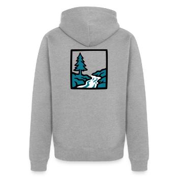 Logo de la nature de la forêt de la rivière - Veste à capuche bio Premium Unisexe - gris chiné - Dos - Nico (187cm)