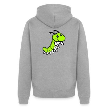 Caterpillar sweet sweet little smiles friendly happy - Unisex Premium Organic Zip Hoodie - heather grey - Back - Nico (187cm)