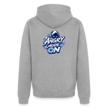 Wütender Modus auf Icon - Unisex Premium Bio Zip Hoodie - Grau meliert - Hinten - Nico (187cm)