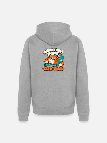Arbeiten von zu Hause aus - Unisex Premium Bio Zip Hoodie - Grau meliert