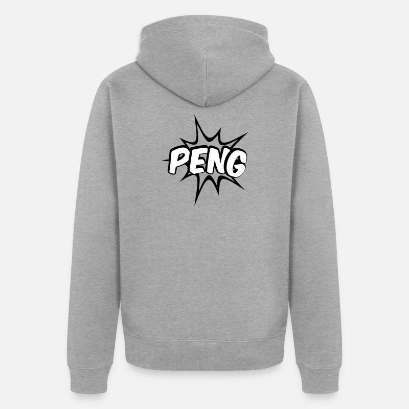 Peng Comic Design - Unisex Premium Bio Zip Hoodie - Grau meliert