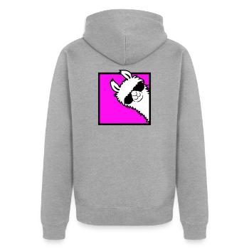 Lama Cool Peeks Around Corner Side Sunglasses Alpaca - Unisex Premium Organic Zip Hoodie - heather grey - Back - Nico (187cm)