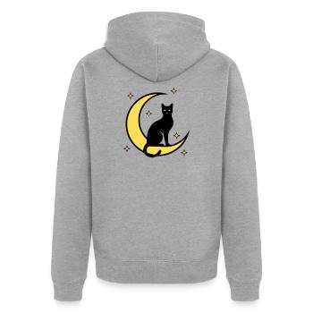 Katze Mond Sterne Hexerei - Unisex Premium Bio Zip Hoodie - Grau meliert - Hinten - Nico (187cm)