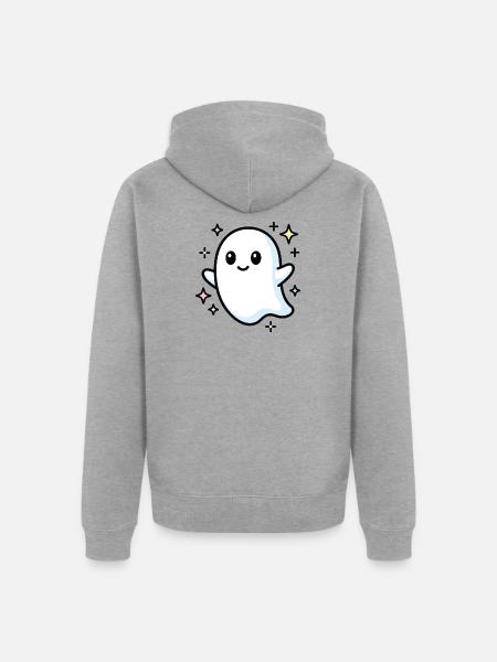Glitzernder Geist und Kawaii-Sterne - Unisex Premium Bio Zip Hoodie - Grau meliert