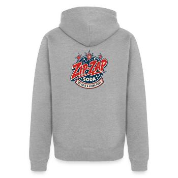 Zip-Zap Retro Soda - Unisex Premium Bio Zip Hoodie - Grau meliert - Hinten - Nico (187cm)