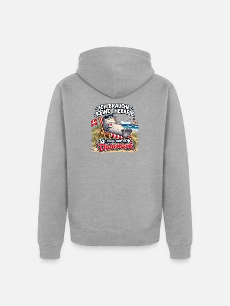 Dänemark-Urlaubswitz am Strand - Unisex Premium Bio Zip Hoodie - Grau meliert
