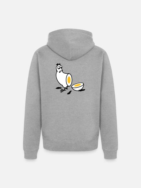 Huhn oder Ei - Unisex Premium Bio Zip Hoodie - Grau meliert