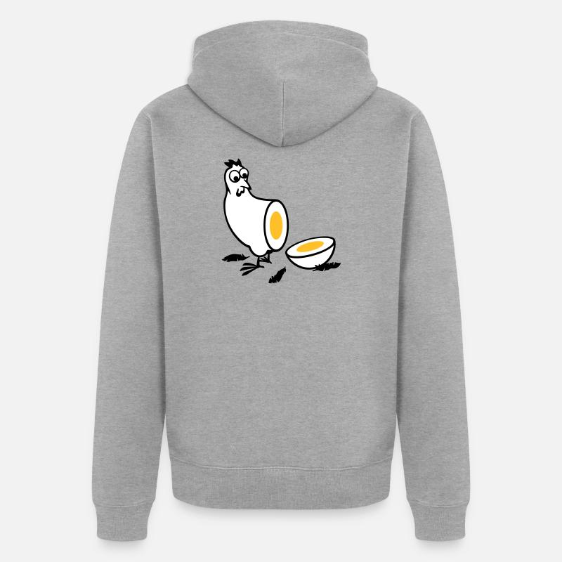 Huhn oder Ei - Unisex Premium Bio Zip Hoodie - Grau meliert