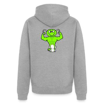 Caterpillar Bodybuilder Muscle Building Strong Fitness Gym - Unisex Premium Organic Zip Hoodie - heather grey - Back - Nico (187cm)