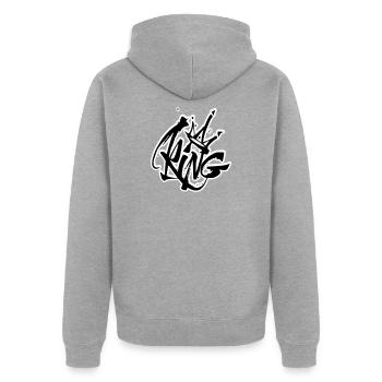 Lettrage King Graffiti - Veste à capuche bio Premium Unisexe - gris chiné - Dos - Nico (187cm)