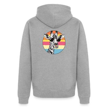 Lunettes de soleil rétro Girafe - Veste à capuche bio Premium Unisexe - gris chiné - Dos - Nico (187cm)