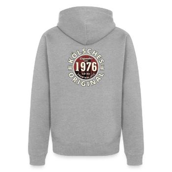 50. Geburtstag 2026 Kölsches Original geboren 1976 - Unisex Premium Bio Zip Hoodie - Grau meliert - Hinten - Nico (187cm)