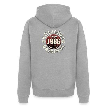 40. Geburtstag 2026 Kölsches Original geboren 1986 - Unisex Premium Bio Zip Hoodie - Grau meliert - Hinten - Nico (187cm)