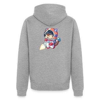 Astronaute chat en combinaison spatiale - Veste à capuche bio Premium Unisexe - gris chiné - Dos - Nico (187cm)