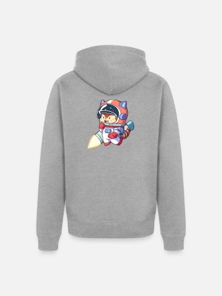 Astronaute chat en combinaison spatiale - Veste à capuche bio Premium Unisexe - gris chiné