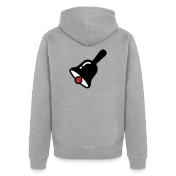 Schulglocke Klingel Pause Retro - Unisex Premium Bio Zip Hoodie - Grau meliert - Hinten - Nico (187cm)