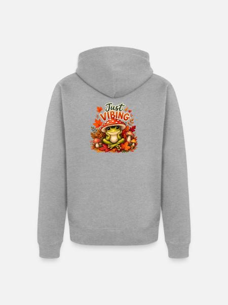 Just VIBING Herbstfrosch - Unisex Premium Bio Zip Hoodie - Grau meliert