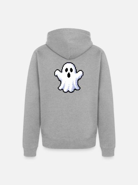 ghost - Unisex Premium Bio Zip Hoodie - Grau meliert