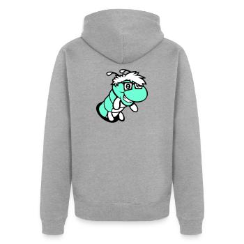 nerd caterpillar looks hole geek worm horn-rimmed glasses smart - Unisex Premium Organic Zip Hoodie - heather grey - Back - Nico (187cm)