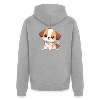 Dog Cute Comic - Veste à capuche bio Premium Unisexe - gris chiné - Dos - Nico (187cm)