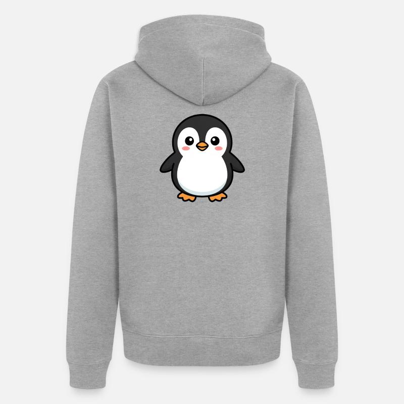 Adorable Penguin Pixel Pal - Veste à capuche bio Premium Unisexe - gris chiné