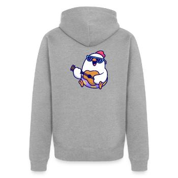 Penguin Guitar Beach Jam - Unisex Premium Organic Zip Hoodie - heather grey - Back - Nico (187cm)