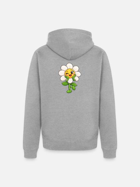 Zwinkernder Daisy-Sonnenstrahl - Unisex Premium Bio Zip Hoodie - Grau meliert