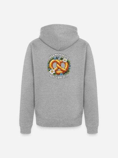 Aufgebrezelt - Unisex Premium Bio Zip Hoodie - Grau meliert