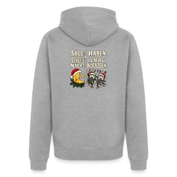 Soll Stille Nacht Haben Laute Kollegen - Unisex Premium Bio Zip Hoodie - Grau meliert - Hinten - Nico (187cm)