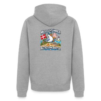 Meer geht immer Dänemark Strand - Unisex Premium Bio Zip Hoodie - Grau meliert - Hinten - Nico (187cm)
