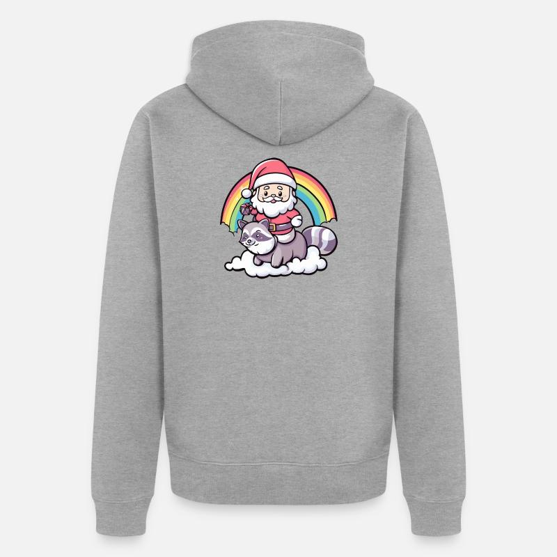 Raton laveur Père Noël Noël - Veste à capuche bio Premium Unisexe - gris chiné
