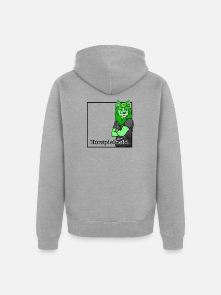 Hörspielheld - Unisex Premium Bio Zip Hoodie - Grau meliert