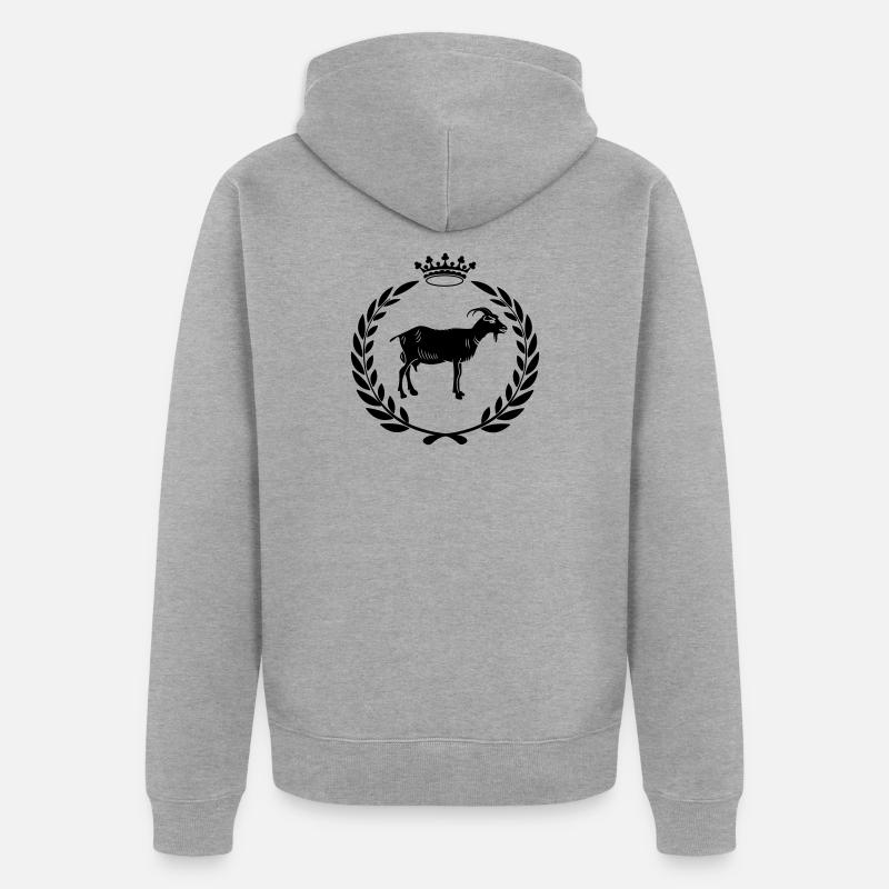 Bester Ziegen- oder Käse-Lorbeerkranz - Unisex Premium Bio Zip Hoodie - Grau meliert