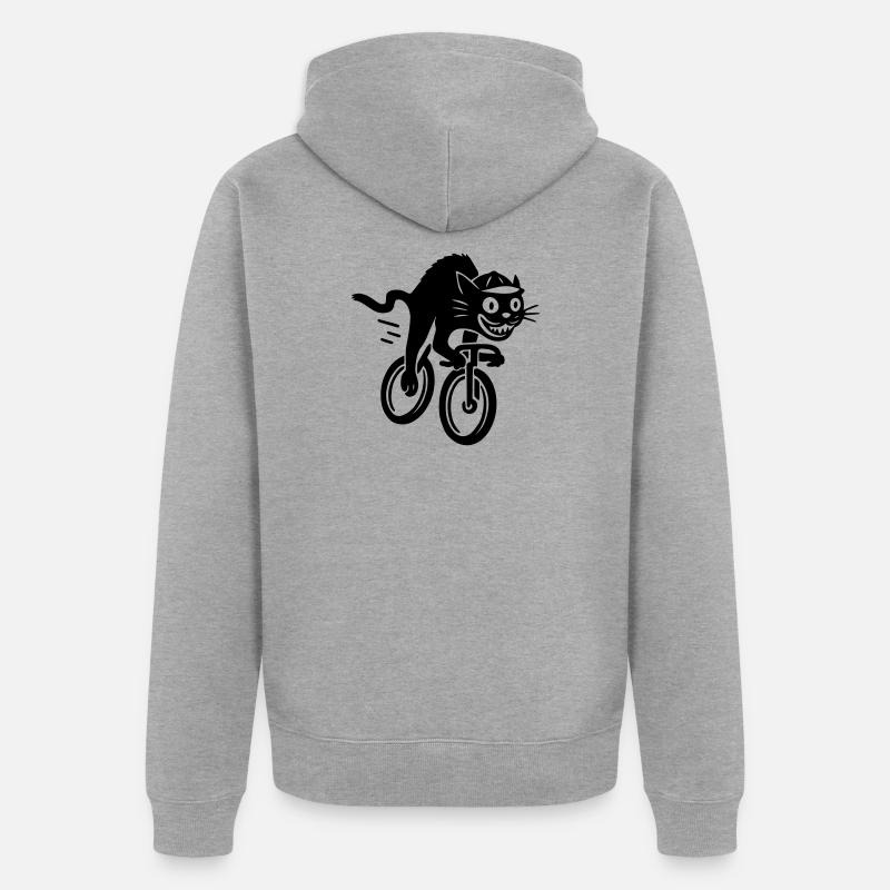 Chat rapide sur vélo de route - Veste à capuche bio Premium Unisexe - gris chiné