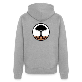 Tree of Life Circle Icon - Unisex Premium Organic Zip Hoodie - heather grey - Back - Nico (187cm)