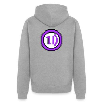 Arcade Coin 10 Years Anniversary - Unisex Premium Organic Zip Hoodie - heather grey - Back - Nico (187cm)