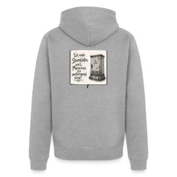 Urban Sketching Stromkasten Zeichnen - Unisex Premium Bio Zip Hoodie - Grau meliert - Hinten - Nico (187cm)