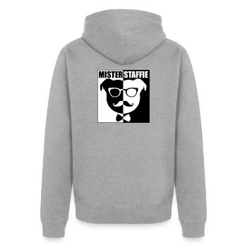 Mister staffie - 011 - Veste à capuche bio Premium Unisexe - gris chiné - Dos - Nico (187cm)