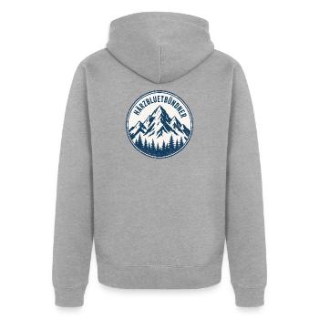 Graubünden - Unisex Premium Organic Zip Hoodie - heather grey - Back - Nico (187cm)