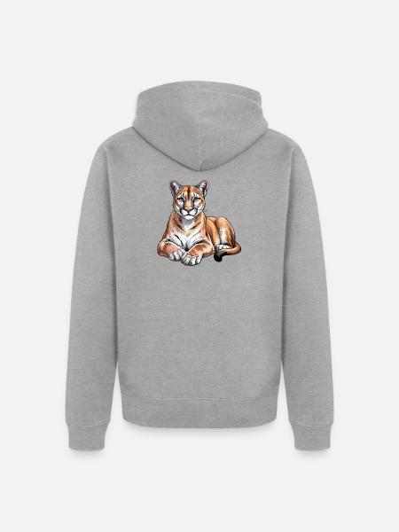 Berglöwen-Tierliebhaber Wildtiere - Unisex Premium Bio Zip Hoodie - Grau meliert