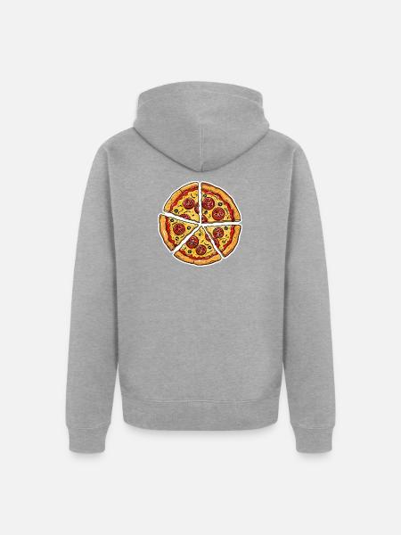 Pizza Grafik - Unisex Premium Bio Zip Hoodie - Grau meliert