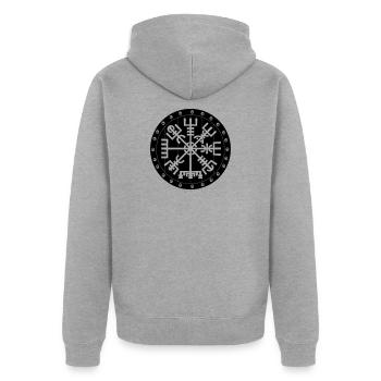Vegvisir Wikinger-Compas im Vikng-Schild - Unisex Premium Bio Zip Hoodie - Grau meliert - Hinten - Nico (187cm)