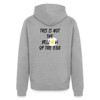 This is not the yellow of the egg - Unisex Premium Bio Zip Hoodie - Grau meliert - Hinten - Nico (187cm)